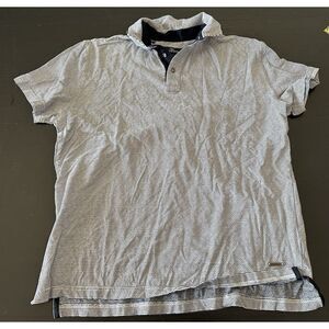 Rodd Gunn Men's Shirt‎ XL Striped White And  Navy Three Button Polo Sports Fit